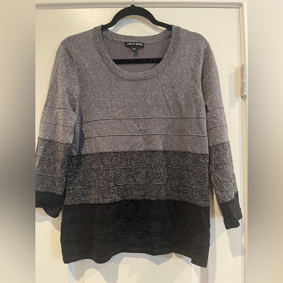Cable & Gauge Sparkly Gray Sweater - Picture 1 of 7